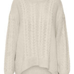 Maglione Vero Moda VMSVEACABLE LS O-NECK PULLOVER GA BOO Beige chiaro - Foto 5