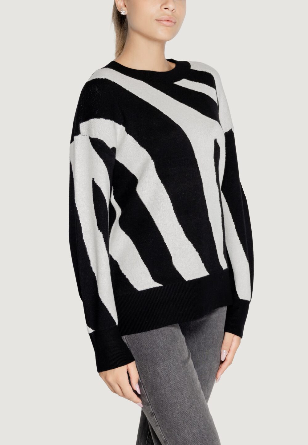 Maglione Vero Moda VMNANCY LS O-NECK LONG PULLOVER BOO Nero - Foto 4