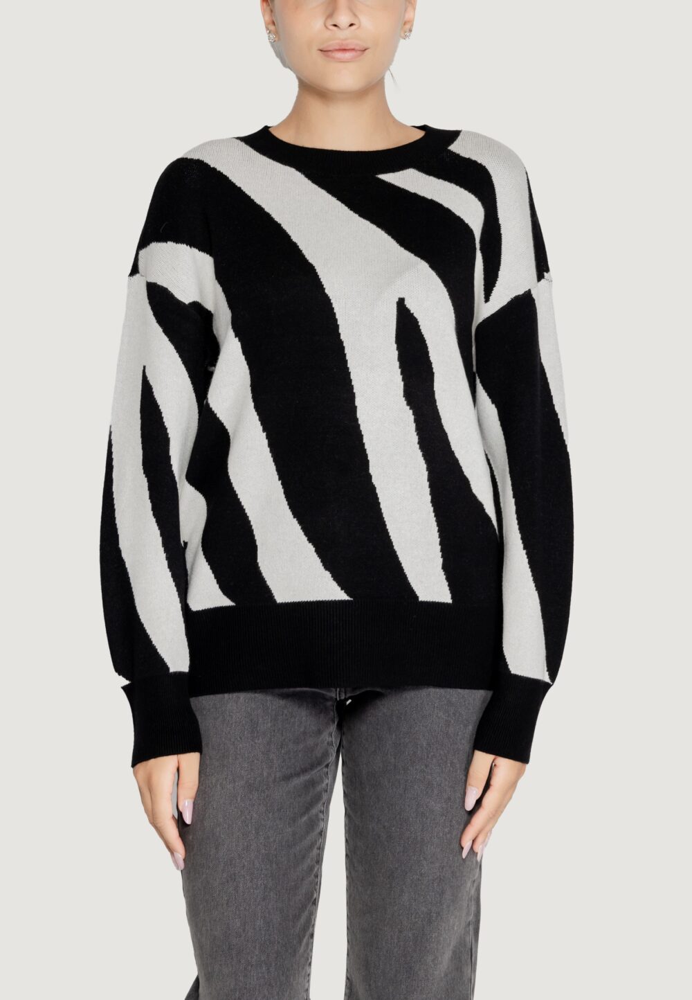 Maglione Vero Moda VMNANCY LS O-NECK LONG PULLOVER BOO Nero - Foto 5