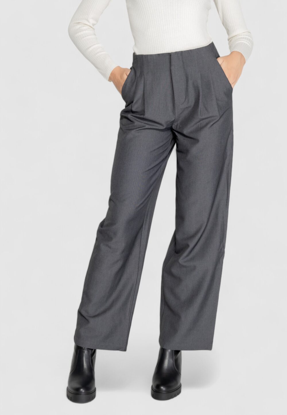 Pantaloni a palazzo Only ONLMARION HW PLEAT WID MEL PANT TLR Grigio - Foto 1