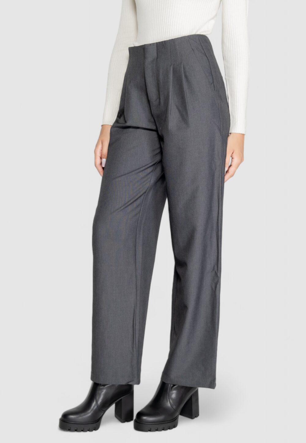 Pantaloni a palazzo Only ONLMARION HW PLEAT WID MEL PANT TLR Grigio - Foto 4