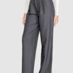 Pantaloni a palazzo Only ONLMARION HW PLEAT WID MEL PANT TLR Grigio - Foto 4