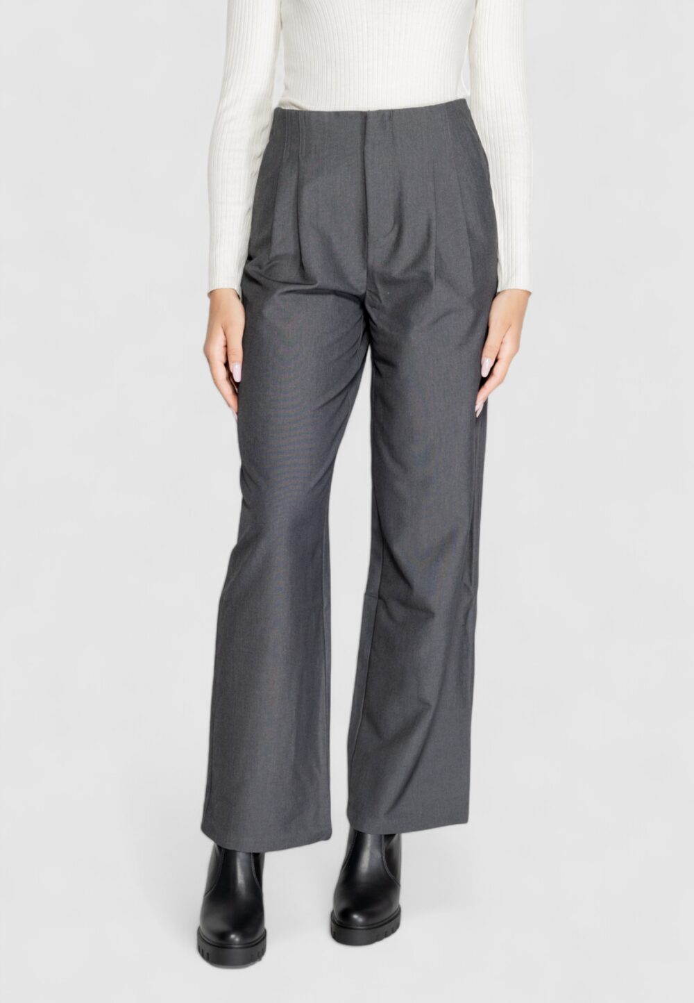 Pantaloni a palazzo Only ONLMARION HW PLEAT WID MEL PANT TLR Grigio - Foto 5