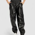 Pantaloni Only Onlfaduma-Tana Mw Faux Lea Cargo Cc Nero - Foto 4