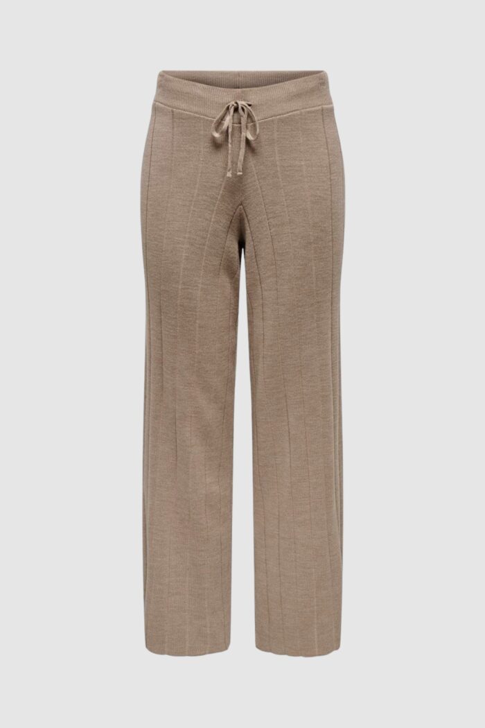 Pantaloni regular Only ONLTESS MW PANT KNT Beige