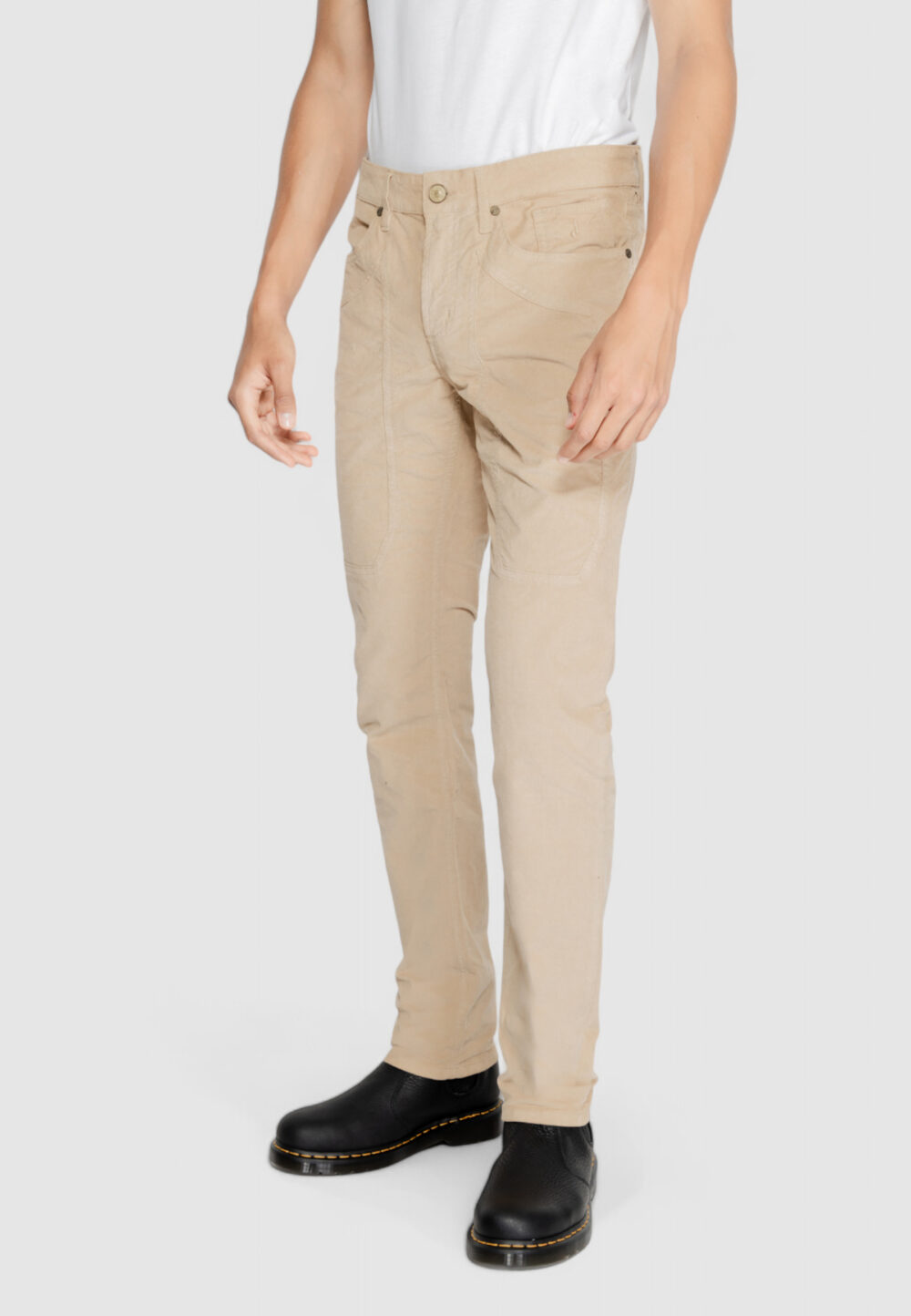 Pantaloni slim Jeckerson JOHN 5 TASCHE TOPPA Beige - Foto 4