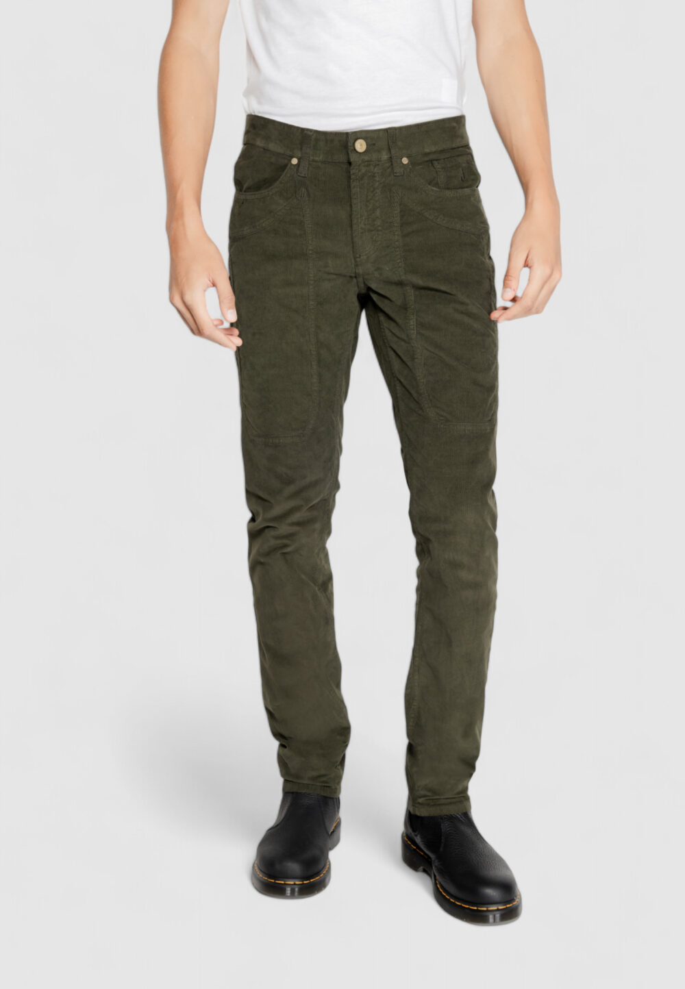 Pantaloni slim Jeckerson JOHN 5 TASCHE TOPPA Verde Oliva - Foto 1