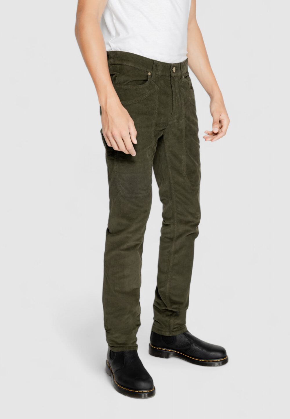 Pantaloni slim Jeckerson JOHN 5 TASCHE TOPPA Verde Oliva - Foto 4