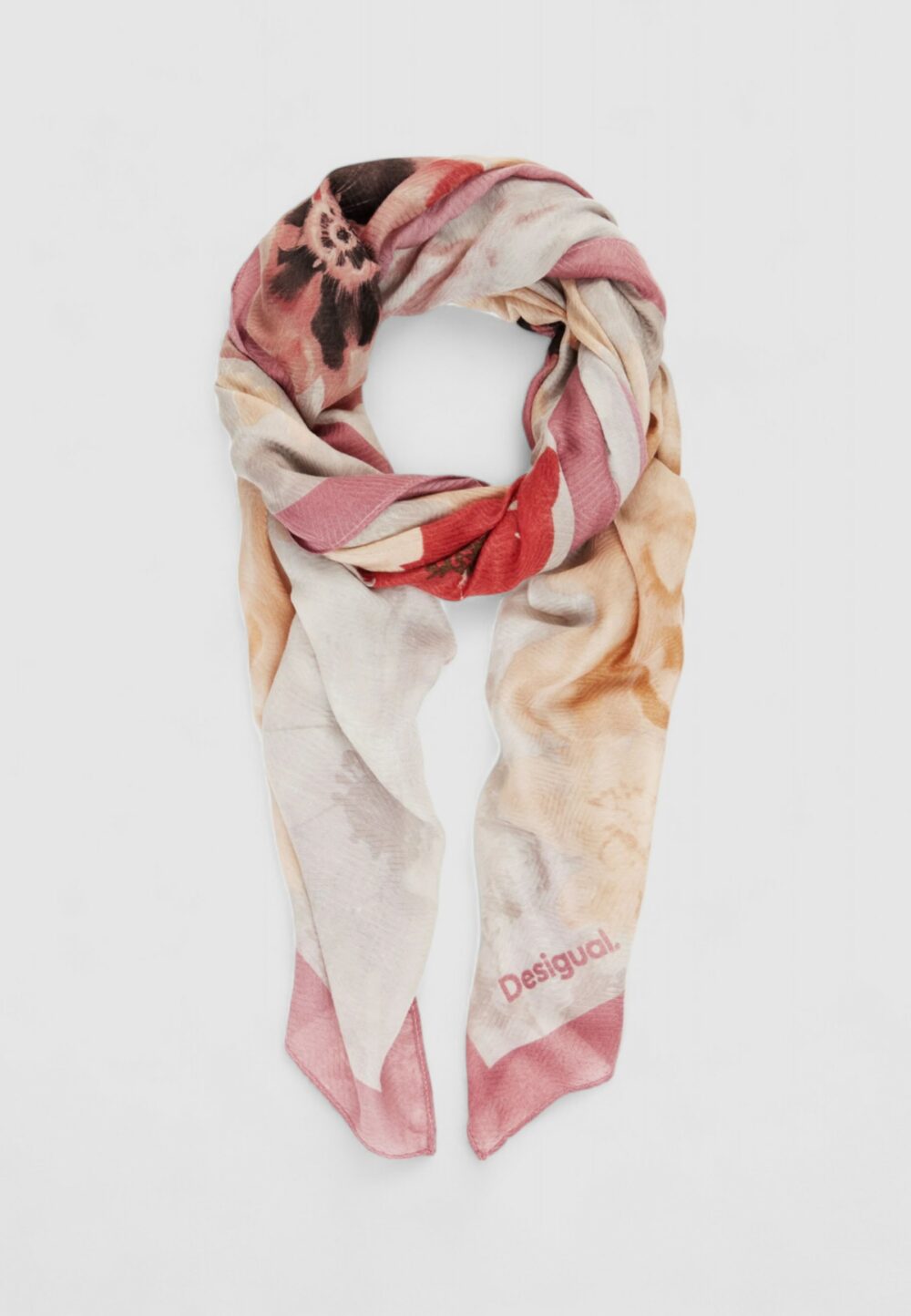 Pashmina Desigual FOU_FLORAL DEGRADAD Taupe - Foto 1