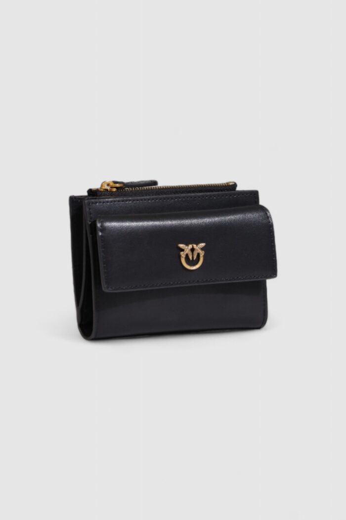 Portafoglio piccolo Pinko COMPACT WALLET VITELLO SETA Nero