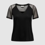 T-shirt Jacqueline de Yong JDYSTINNE S/S STRIPE MESH TOP JRS Nero - Foto 1