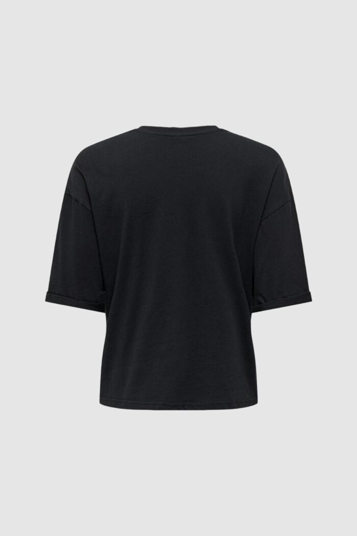 T-shirt Only ONLAMY S/S PEARL TOP BOX JRS Nero