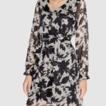 Vestito corto Jacqueline de Yong JDYISABELLA LIFE L/S DRESS WVN Nero - Foto 2