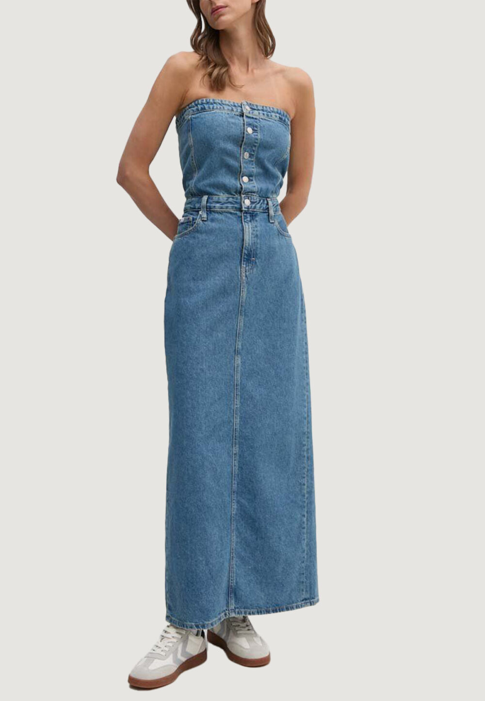 Vestito lungo Calvin Klein Jeans STRAPLESS MAXI Denim - Foto 1