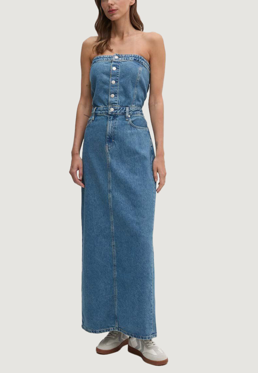 Vestito lungo Calvin Klein Jeans STRAPLESS MAXI Denim - Foto 4