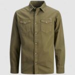 Camicia manica lunga Jack Jones JJESHERIDAN L/S NOOS Verde Scuro - Foto 1