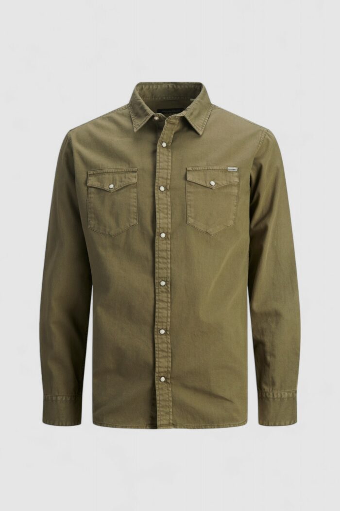 Camicia manica lunga Jack Jones JJESHERIDAN L/S NOOS Verde Scuro