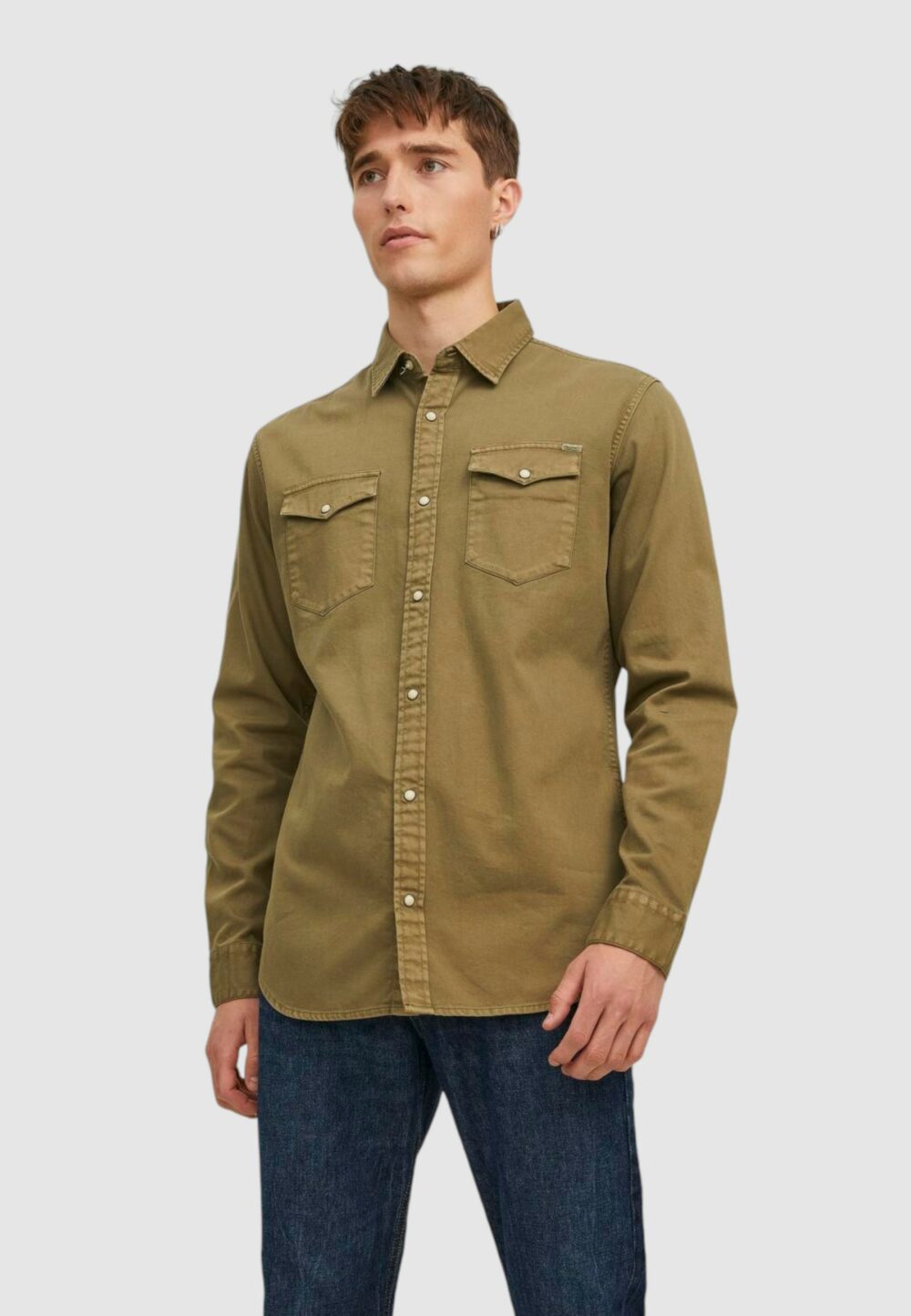 Camicia manica lunga Jack Jones JJESHERIDAN L/S NOOS Verde Scuro - Foto 2