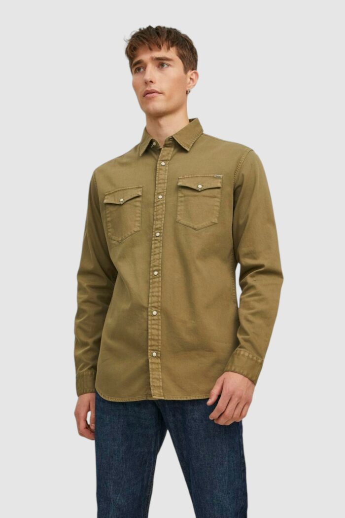 Camicia manica lunga Jack Jones JJESHERIDAN L/S NOOS Verde Scuro