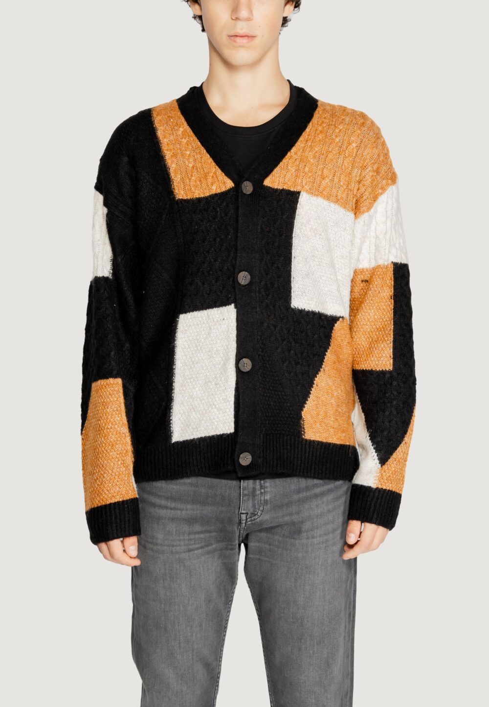 Cardigan Jack Jones JPRBLUMARKUS KNIT MIX CABLE Nero - Foto 1