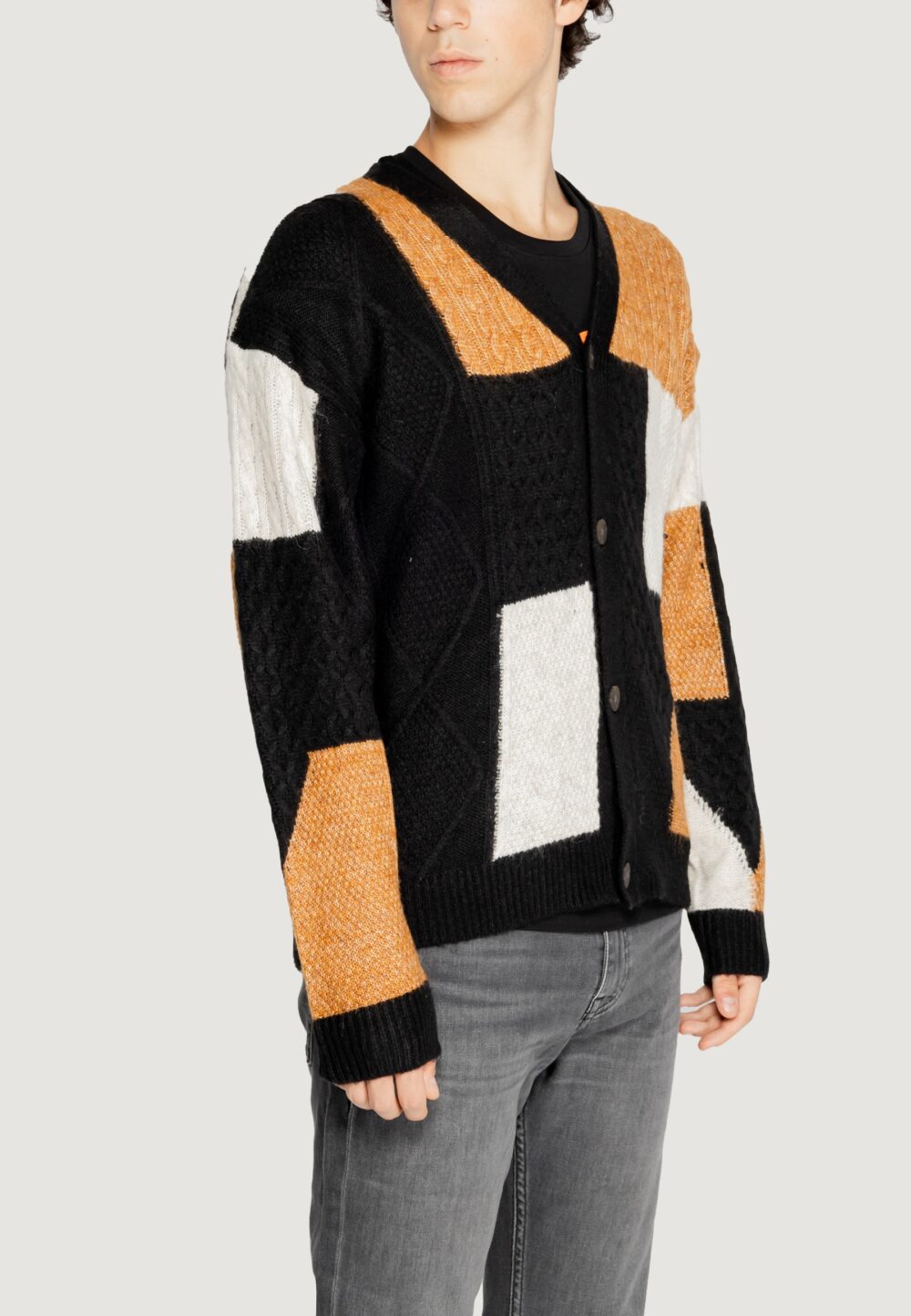 Cardigan Jack Jones JPRBLUMARKUS KNIT MIX CABLE Nero - Foto 4