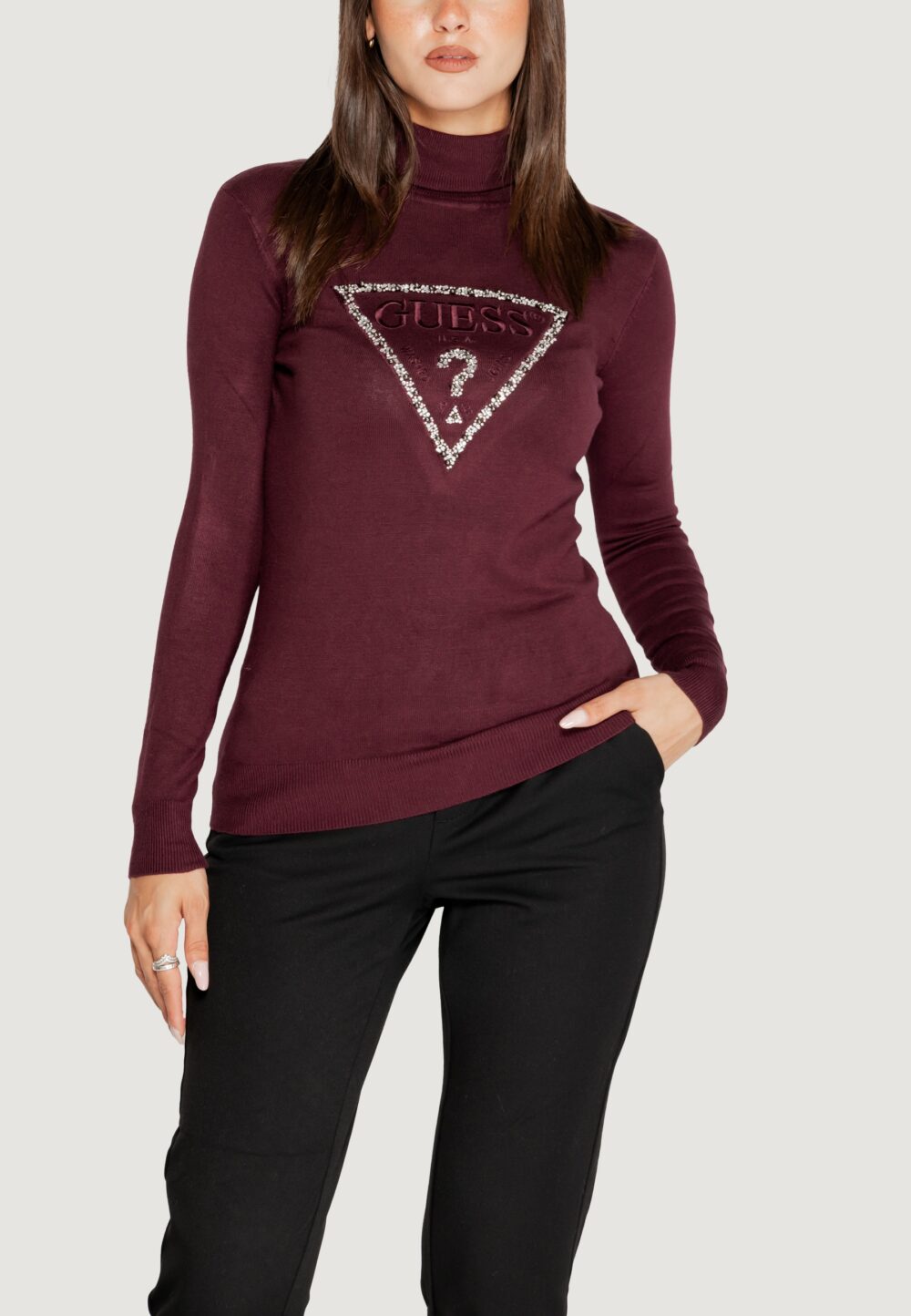 Dolcevita Guess PIPER TRIANGLE LOGO TN LS Bordeaux - Foto 1