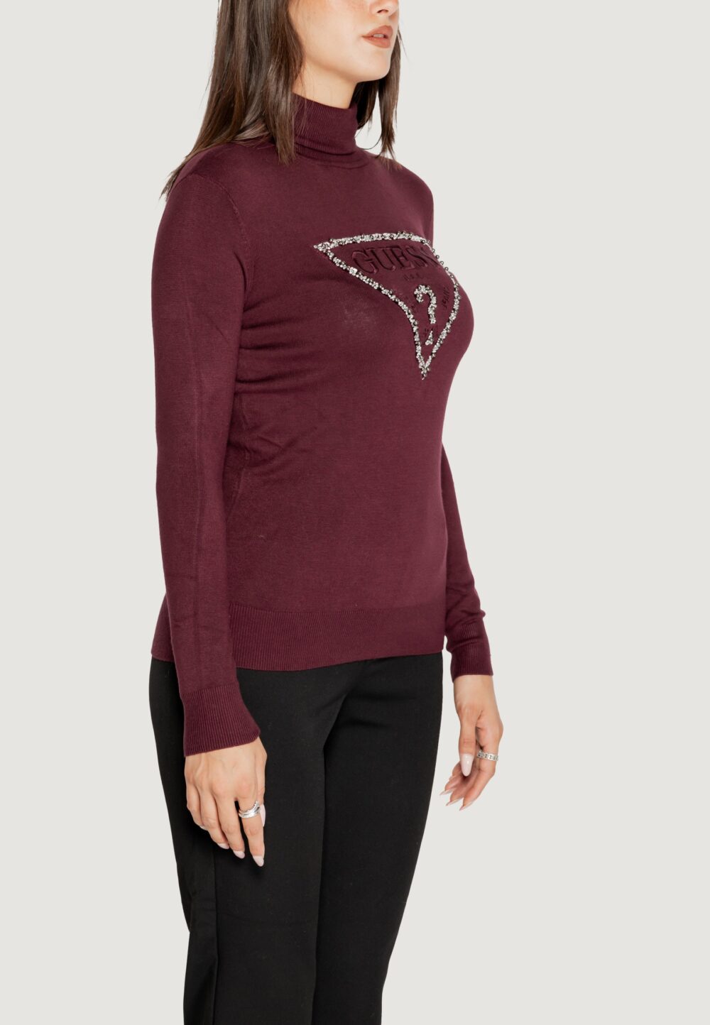 Dolcevita Guess PIPER TRIANGLE LOGO TN LS Bordeaux - Foto 3