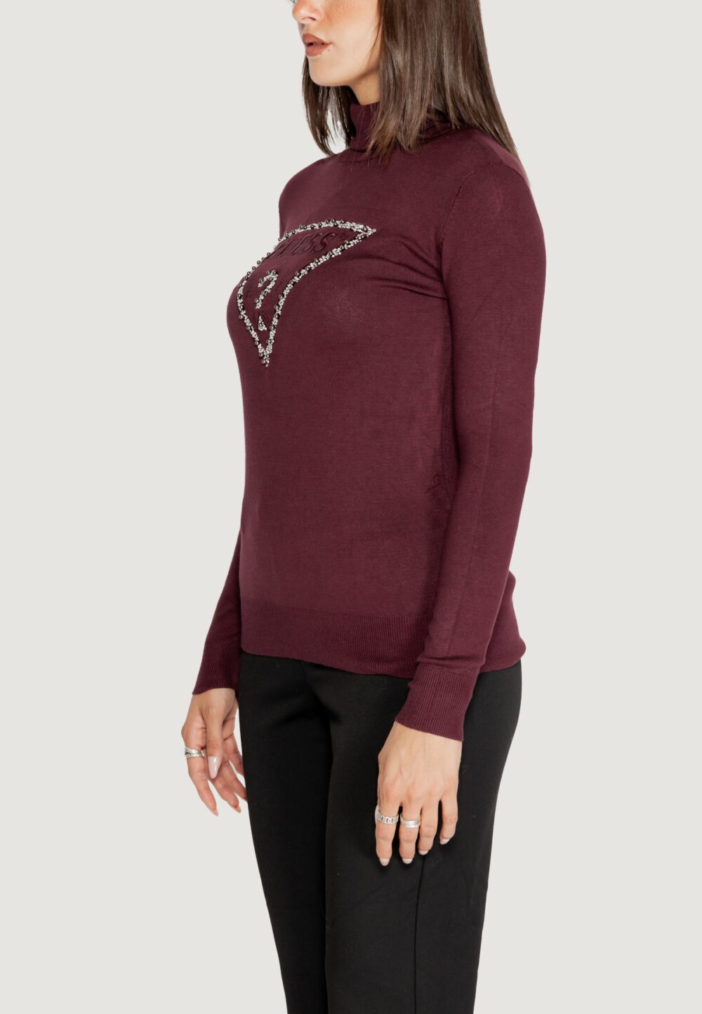 Dolcevita Guess PIPER TRIANGLE LOGO TN LS Bordeaux - Foto 4