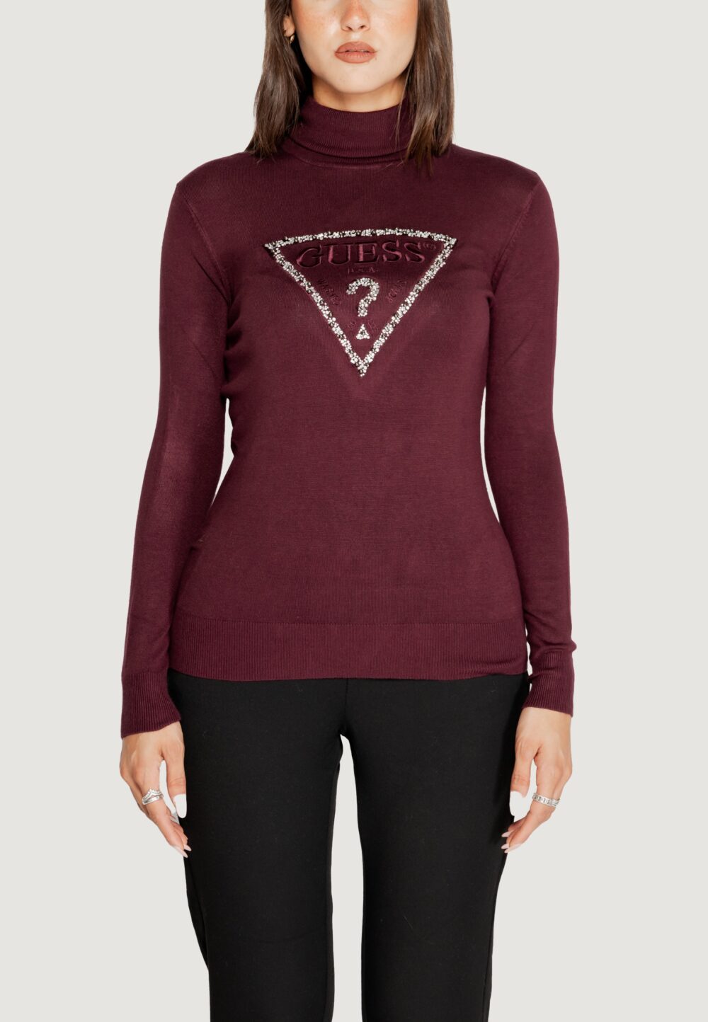 Dolcevita Guess PIPER TRIANGLE LOGO TN LS Bordeaux - Foto 5