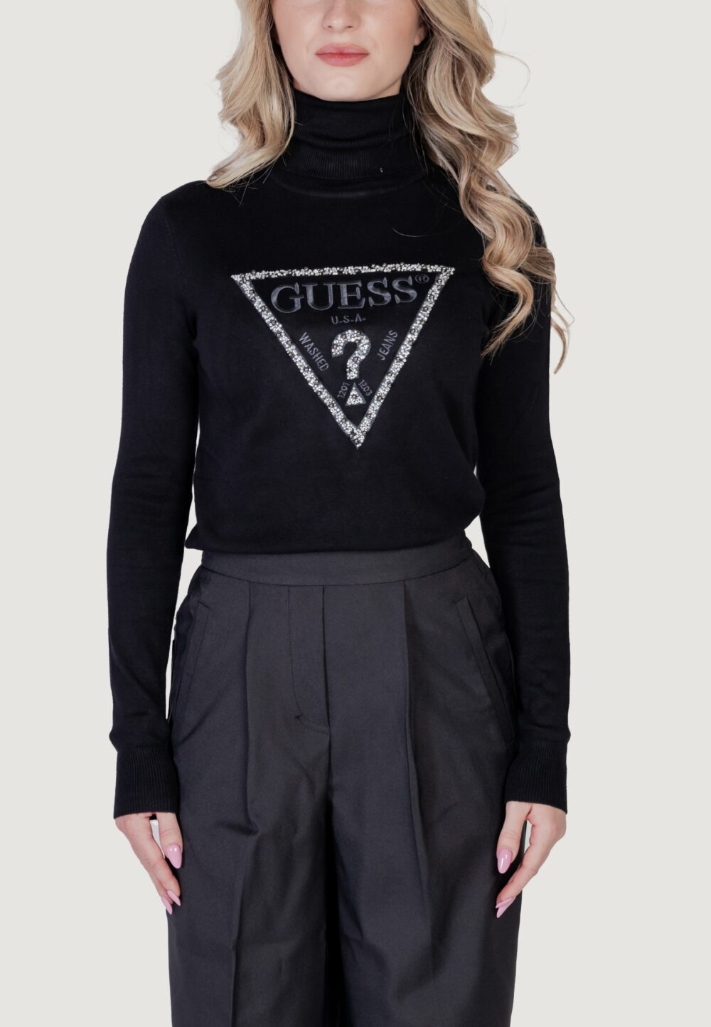 Dolcevita Guess PIPER TRIANGLE LOGO TN LS Nero - Foto 1