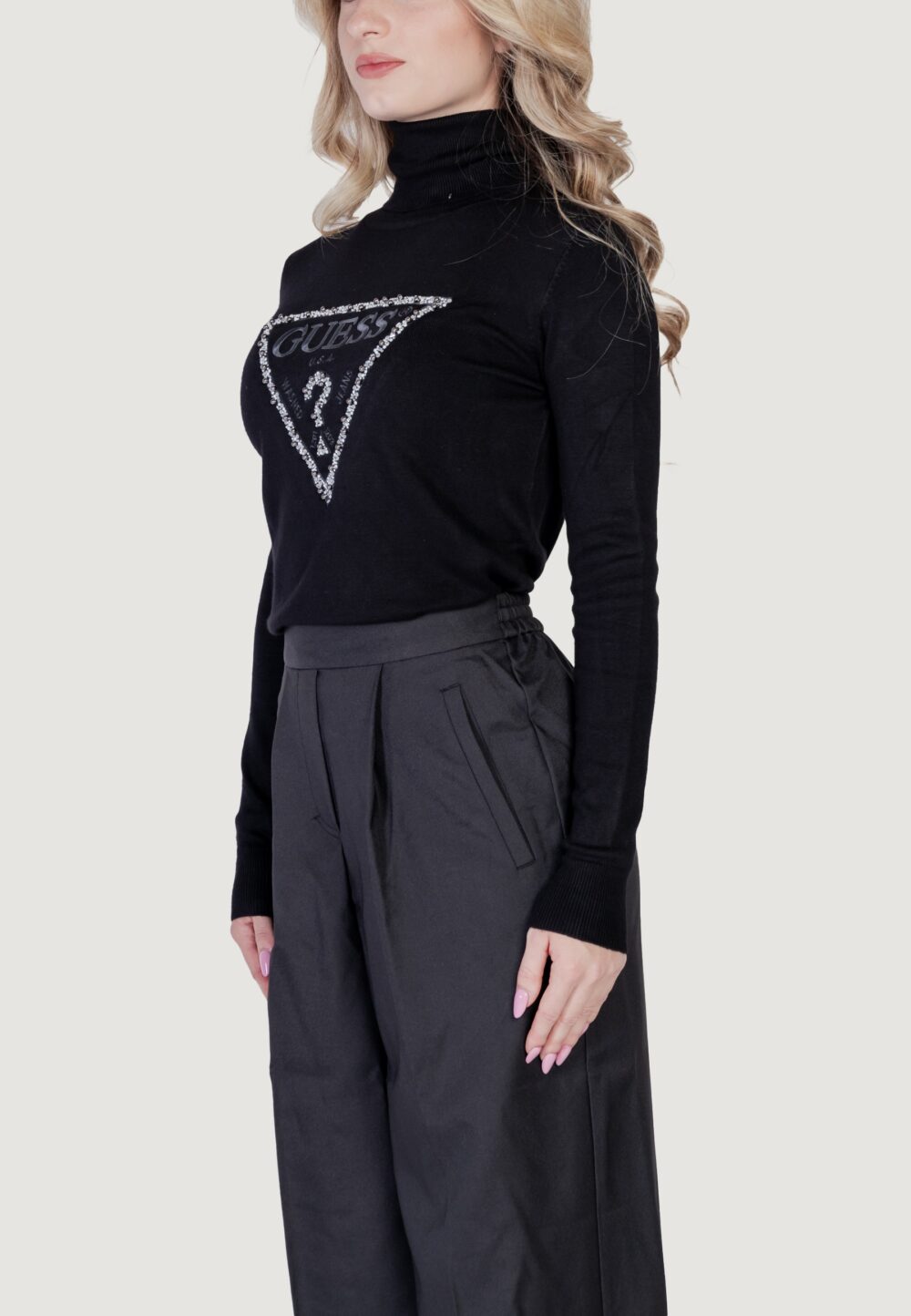 Dolcevita Guess PIPER TRIANGLE LOGO TN LS Nero - Foto 2