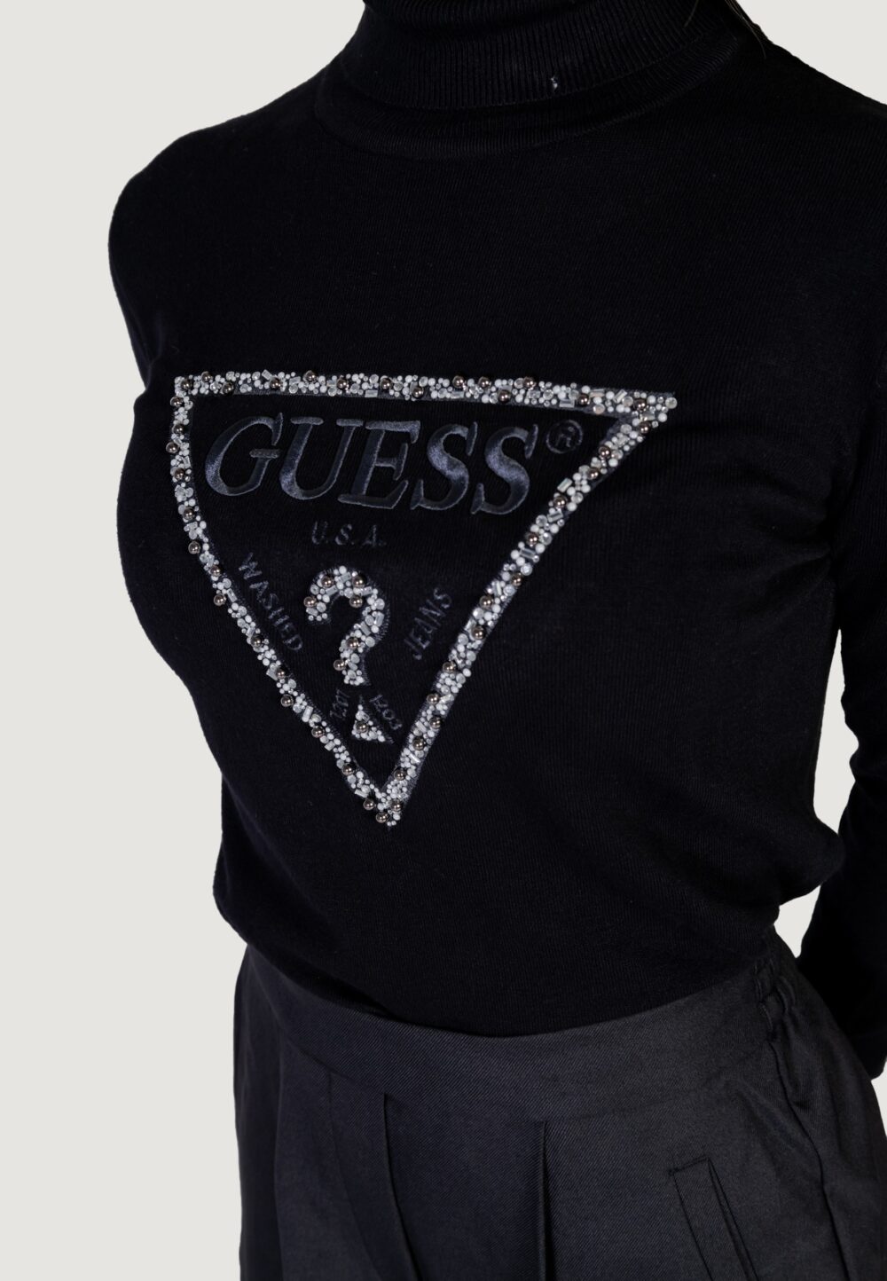 Dolcevita Guess PIPER TRIANGLE LOGO TN LS Nero - Foto 5