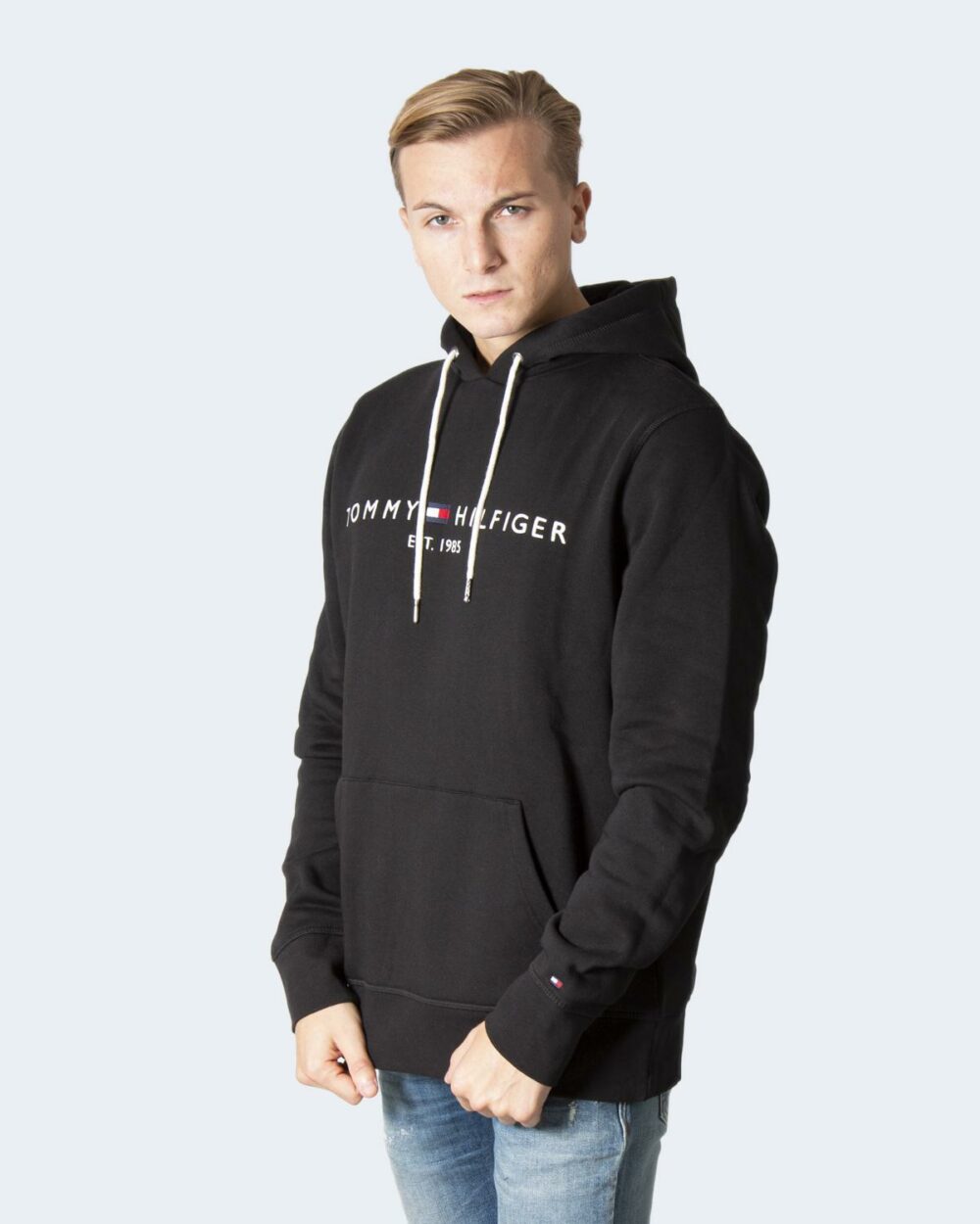 Felpa con cappuccio Tommy Hilfiger CORE TOMMY LOGO HOODY Nero - Foto 3