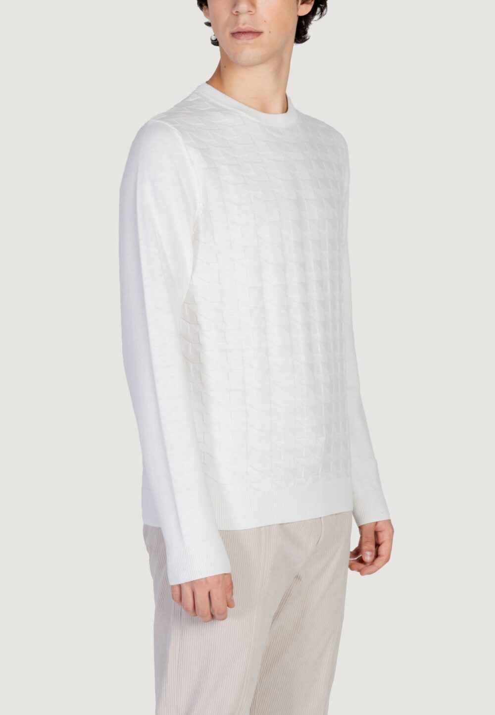 Maglia Antony Morato COTTON WOOL BLEND YARN WITH JACQUARD 3D Bianco - Foto 4