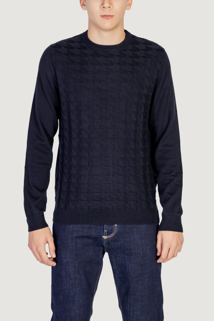 Maglia Antony Morato COTTON WOOL BLEND YARN WITH JACQUARD 3D Blu