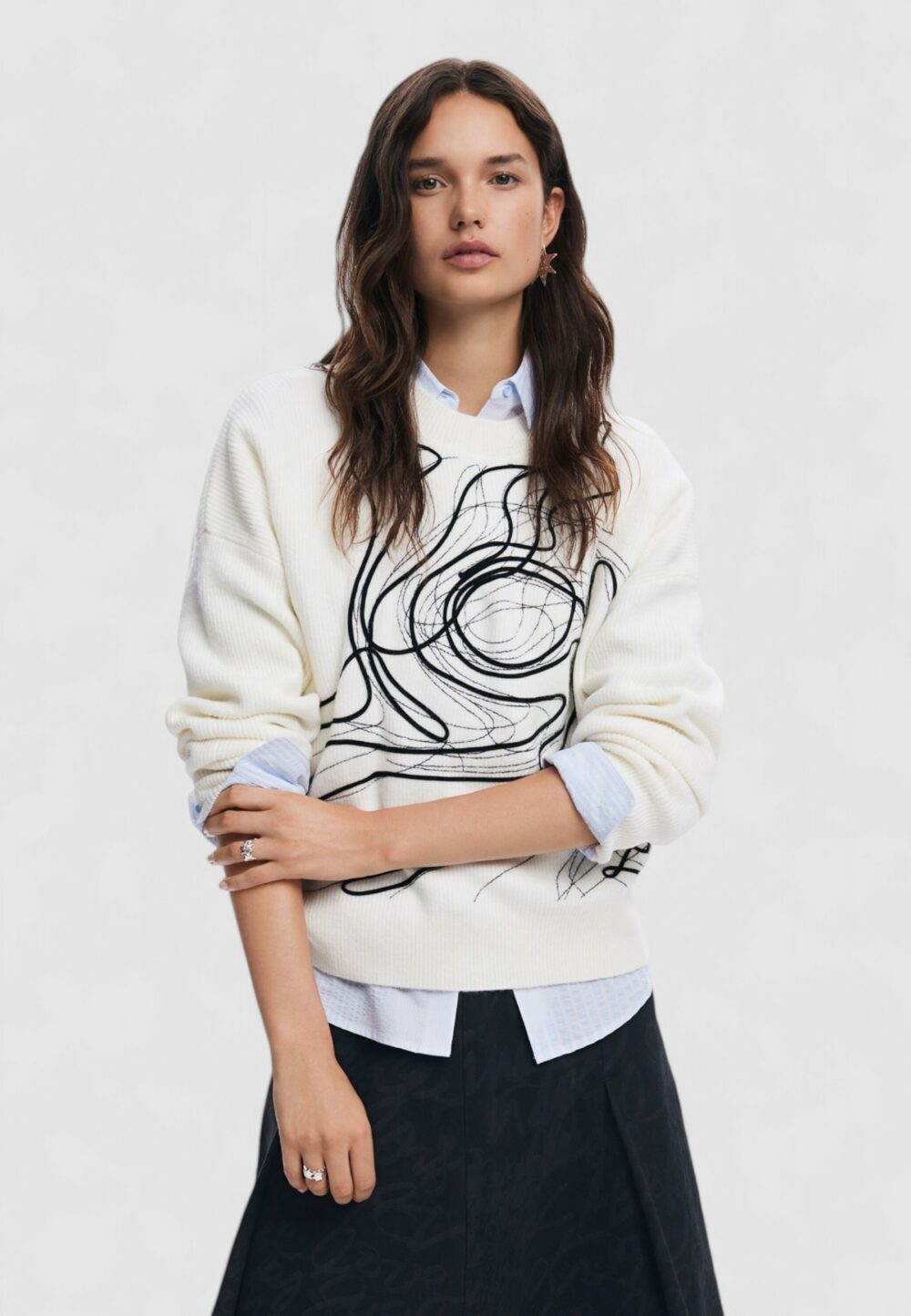 Maglione Desigual JERS_MONTPELLIER_LACROIX Bianco - Foto 1