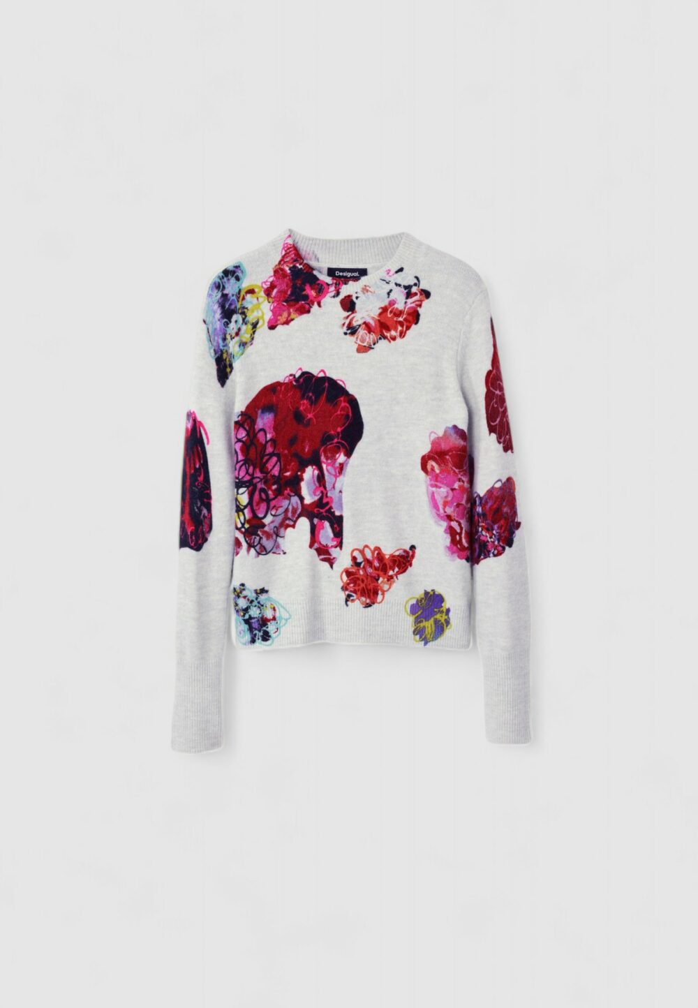 Maglione Desigual JERS_MAXFLOWER SCRIBBL Grigio - Foto 1