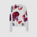 Maglione Desigual JERS_MAXFLOWER SCRIBBL Grigio - Foto 1