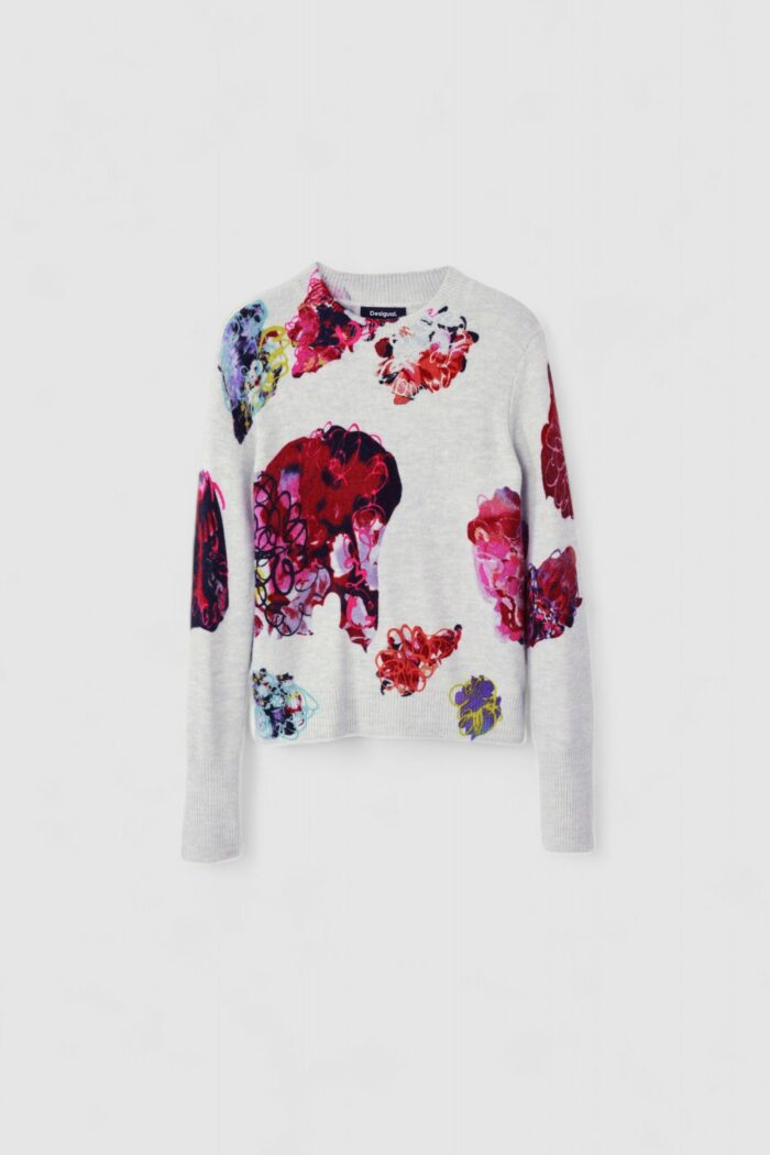 Maglione Desigual JERS_MAXFLOWER SCRIBBL Grigio