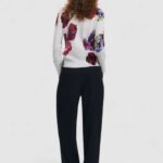 Maglione Desigual JERS_MAXFLOWER SCRIBBL Grigio - Foto 4