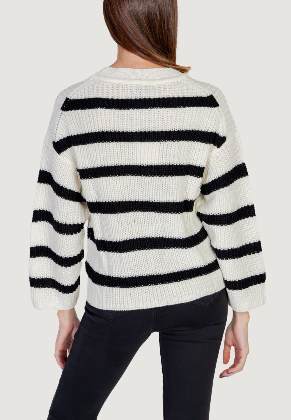 Maglione Only JDYJUSTY L/S STRIPE PULLOVER KNT NOOS Panna - Foto 2