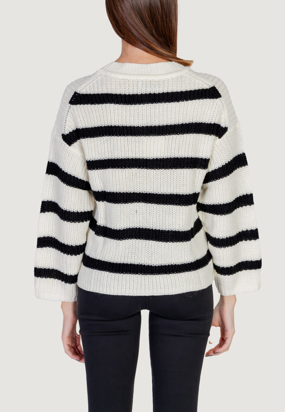 Maglione Only JDYJUSTY L/S STRIPE PULLOVER KNT NOOS Panna - Foto 4