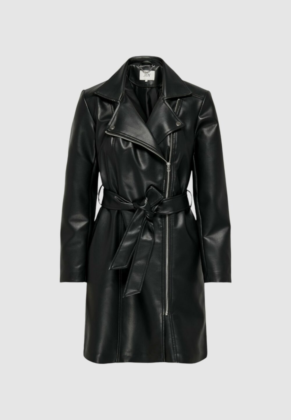 Parka Jacqueline de Yong Jdyetta Long Faux Leather Biker Nero - Foto 1