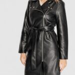 Parka Jacqueline de Yong Jdyetta Long Faux Leather Biker Nero - Foto 3