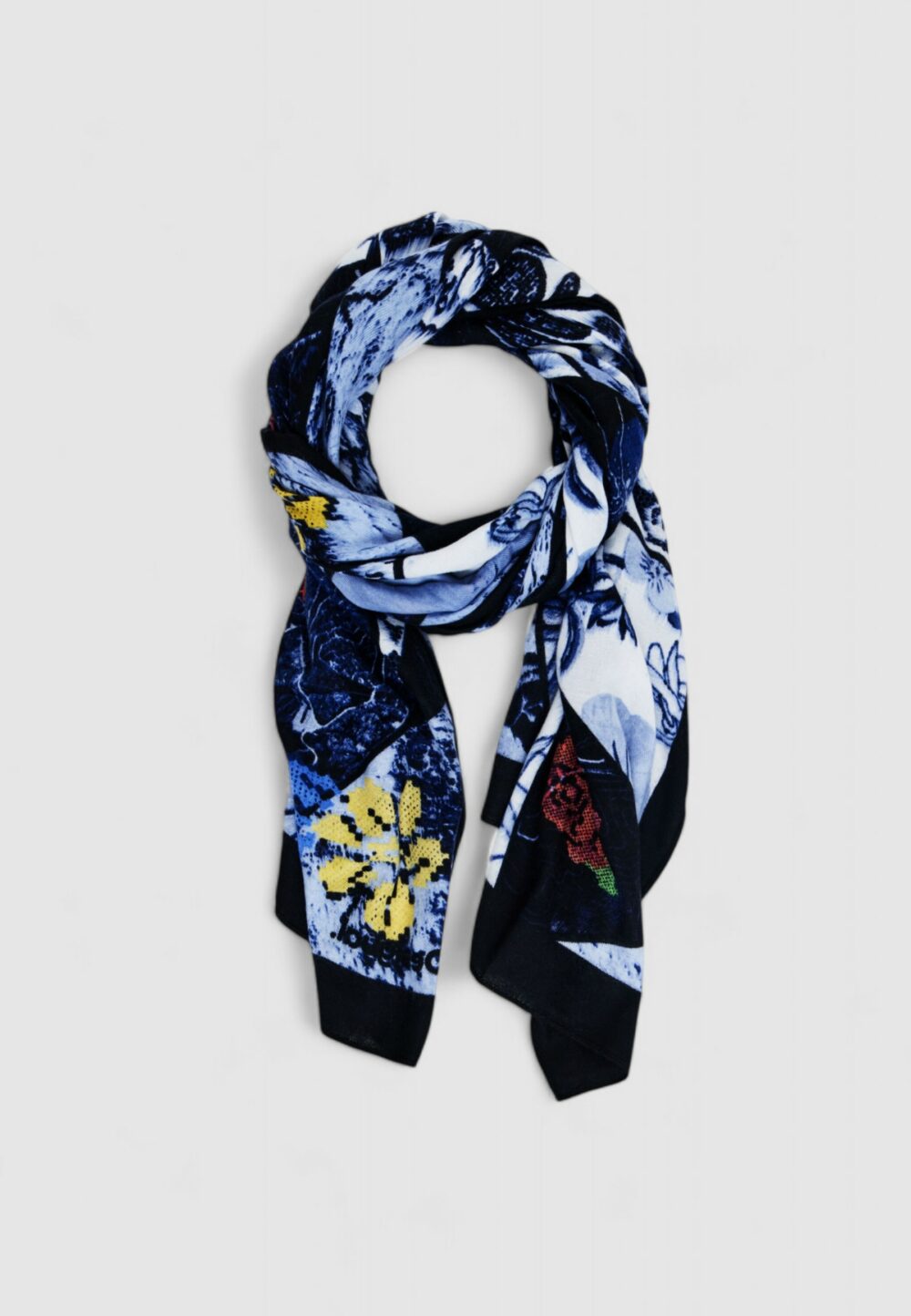 Pashmina Desigual FOU_DENIM FLOWERS RECTANGL Blu - Foto 1