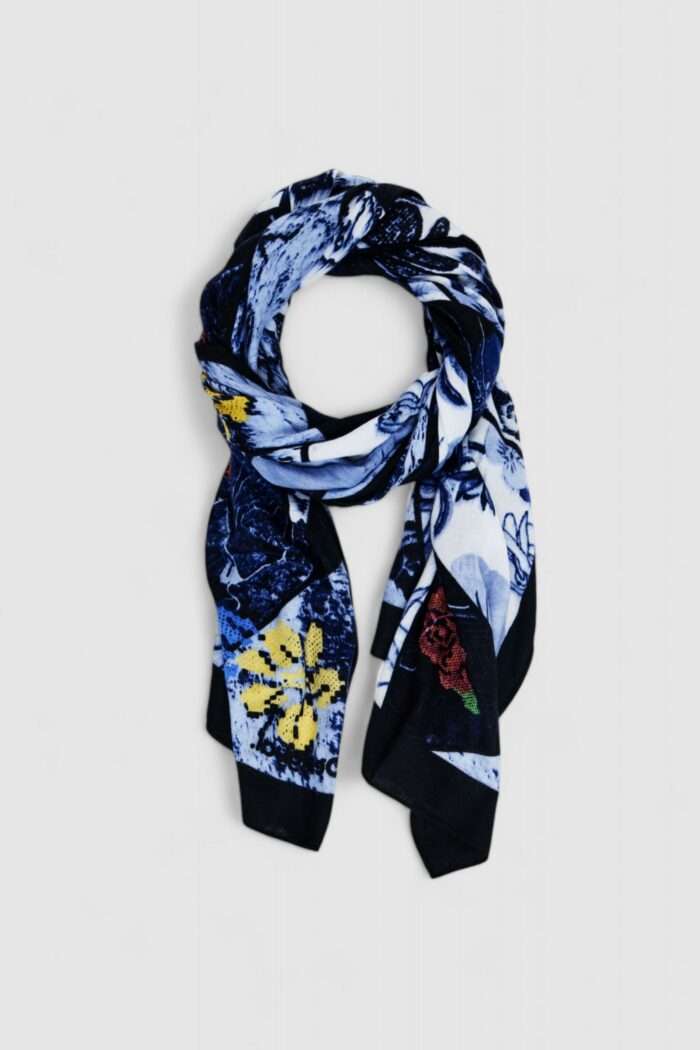 Pashmina Desigual FOU_DENIM FLOWERS RECTANGL Blu