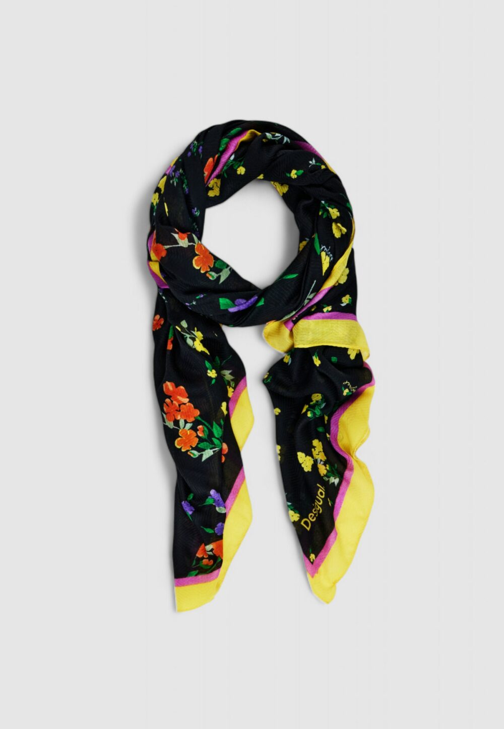 Pashmina Desigual FOU_MIXED FLOWERS RECTANG Nero - Foto 2