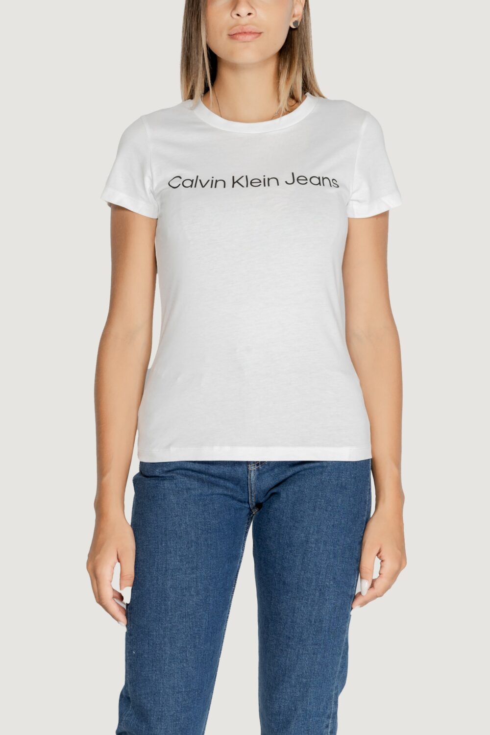 T-shirt Calvin Klein Jeans CORE INSTIT LOGO SL Bianco - Foto 5