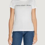 T-shirt Calvin Klein Jeans CORE INSTIT LOGO SL Bianco - Foto 5