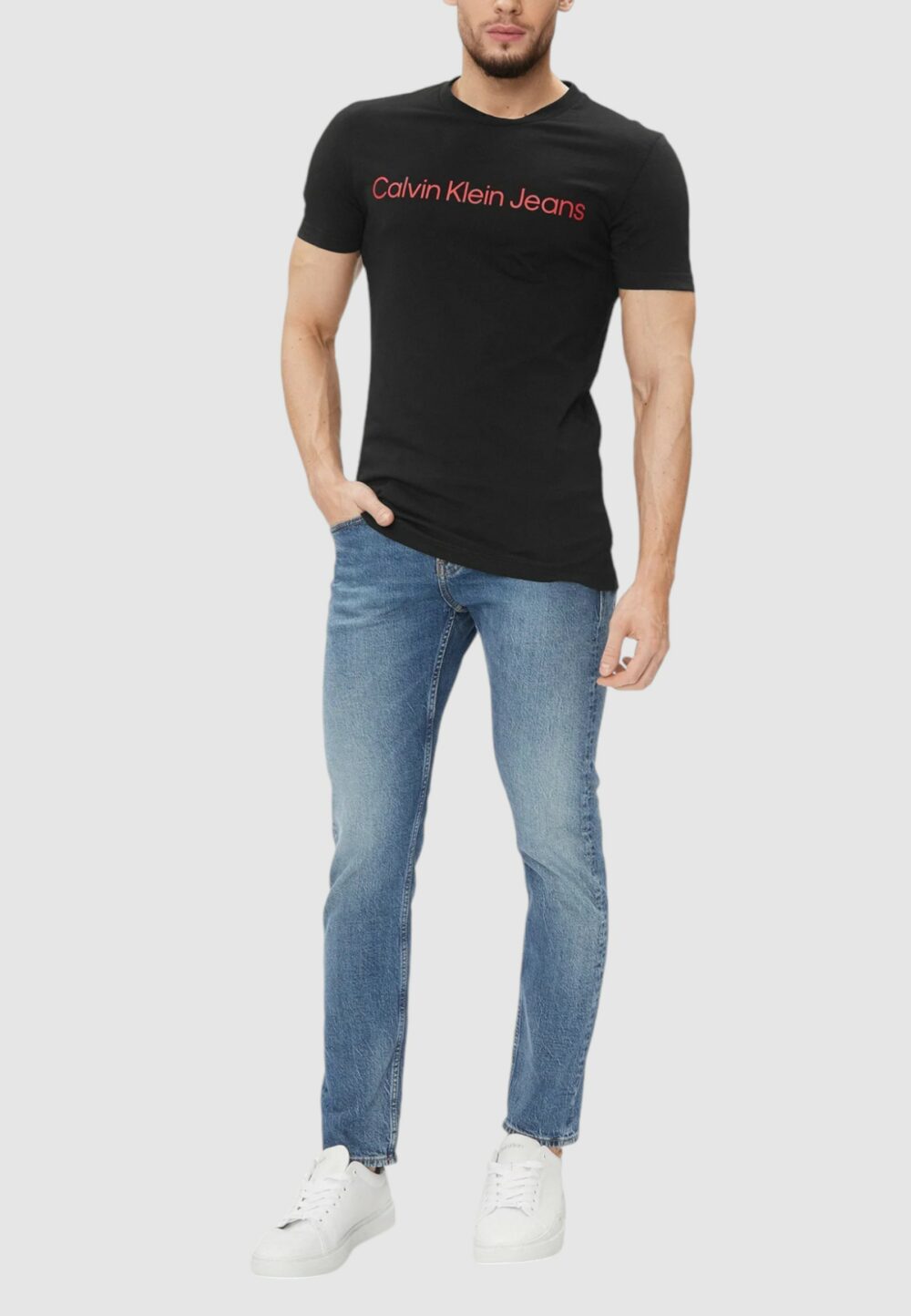 T-shirt Calvin Klein Jeans CORE INSTITUTIONAL Black-Red - Foto 2